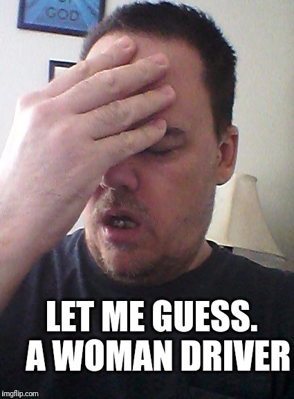 face palm | LET ME GUESS.  A WOMAN DRIVER | image tagged in face palm | made w/ Imgflip meme maker