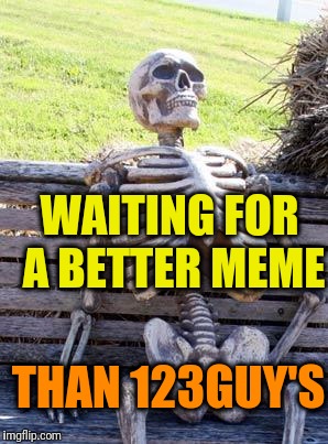 Waiting Skeleton Meme | WAITING FOR A BETTER MEME THAN 123GUY'S | image tagged in memes,waiting skeleton | made w/ Imgflip meme maker