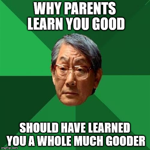 WHY PARENTS LEARN YOU GOOD SHOULD HAVE LEARNED YOU A WHOLE MUCH GOODER | made w/ Imgflip meme maker
