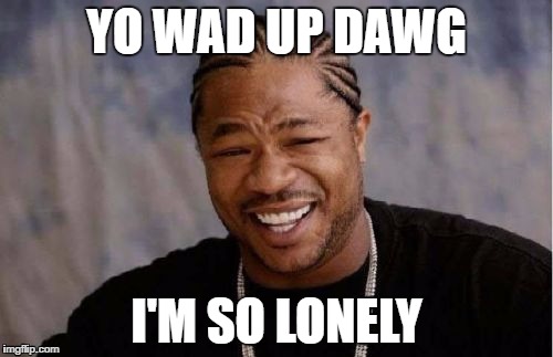 Yo Dawg Heard You Meme | YO WAD UP DAWG; I'M SO LONELY | image tagged in memes,yo dawg heard you | made w/ Imgflip meme maker