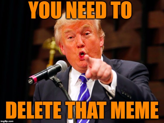 trump point | YOU NEED TO DELETE THAT MEME | image tagged in trump point | made w/ Imgflip meme maker
