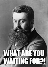 WHAT ARE YOU WAITING FOR?! | image tagged in herzl | made w/ Imgflip meme maker