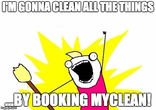 X All The Y | I'M GONNA CLEAN ALL THE THINGS; ...BY BOOKING MYCLEAN! | image tagged in memes,x all the y | made w/ Imgflip meme maker