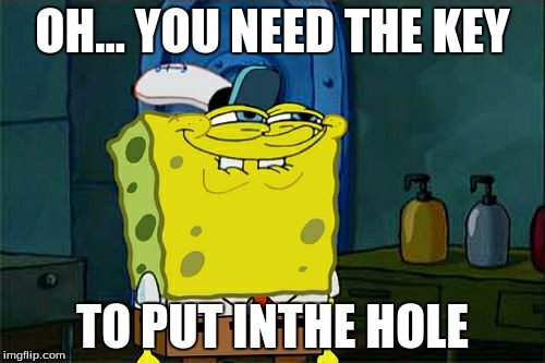 Don't You Squidward Meme | OH... YOU NEED THE KEY; TO PUT INTHE HOLE | image tagged in memes,dont you squidward | made w/ Imgflip meme maker