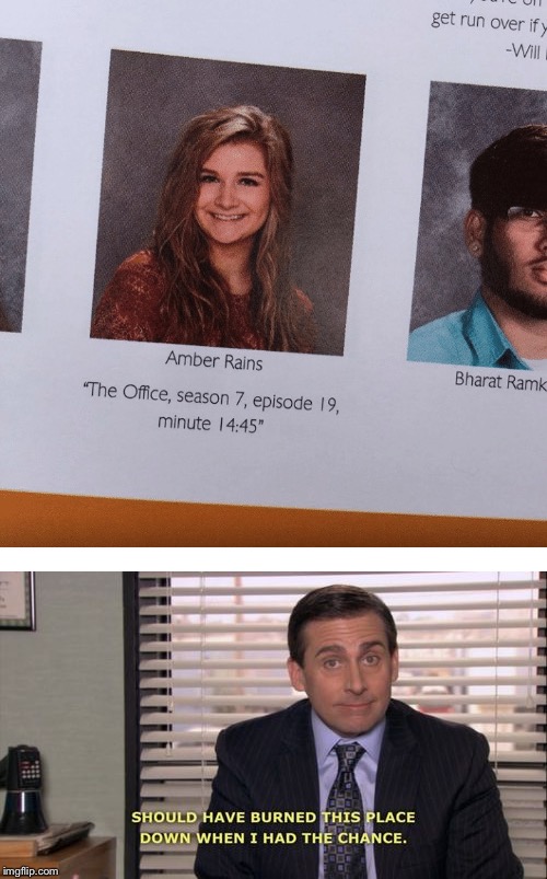 Amber Hates Her School | image tagged in memes,funny,the office,quotes,yearbook | made w/ Imgflip meme maker