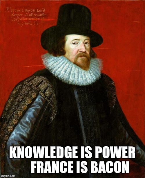 France is bacon | KNOWLEDGE IS POWER     
FRANCE IS BACON | image tagged in funny,france,bacon | made w/ Imgflip meme maker