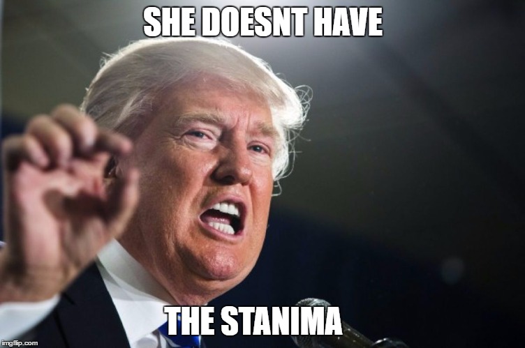 donald trump | SHE DOESNT HAVE; THE STANIMA | image tagged in donald trump | made w/ Imgflip meme maker