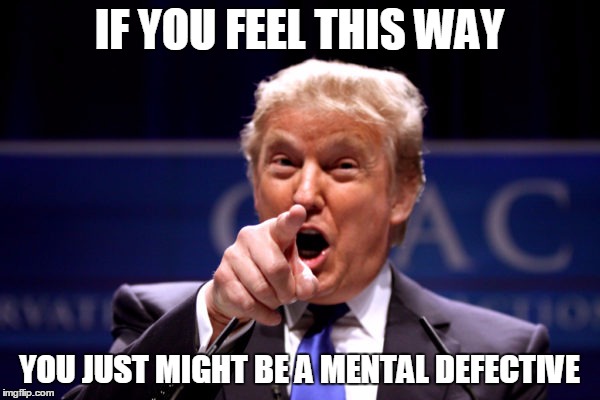 Your President BWHA-HA-HA! | IF YOU FEEL THIS WAY YOU JUST MIGHT BE A MENTAL DEFECTIVE | image tagged in your president bwha-ha-ha | made w/ Imgflip meme maker