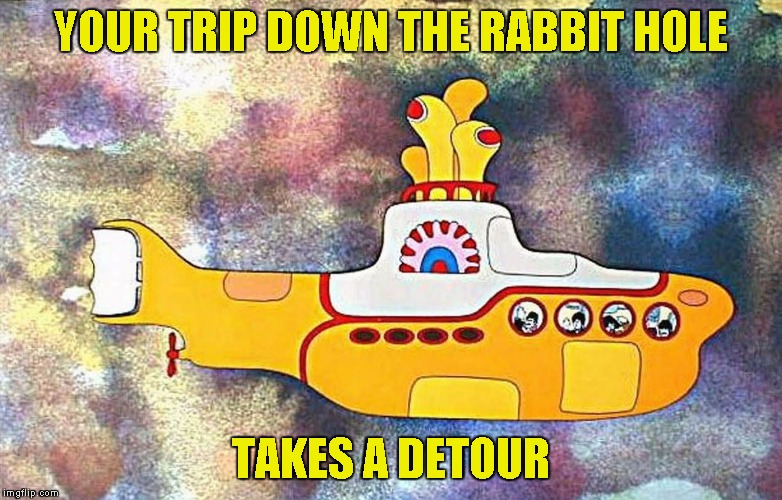 Yellow Submarine | YOUR TRIP DOWN THE RABBIT HOLE TAKES A DETOUR | image tagged in yellow submarine | made w/ Imgflip meme maker