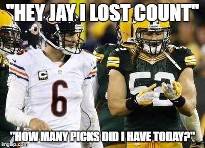 Packers | "HEY JAY I LOST COUNT"; "HOW MANY PICKS DID I HAVE TODAY?" | image tagged in memes,packers | made w/ Imgflip meme maker