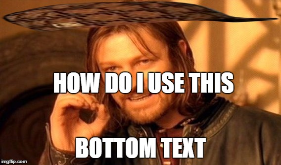 One Does Not Simply Meme | HOW DO I USE THIS; BOTTOM TEXT | image tagged in memes,one does not simply,scumbag | made w/ Imgflip meme maker