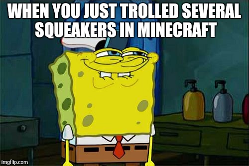 Don't You Squidward | WHEN YOU JUST TROLLED SEVERAL SQUEAKERS IN MINECRAFT | image tagged in memes,dont you squidward | made w/ Imgflip meme maker