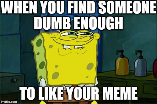 Dont You Get It Squidward | WHEN YOU FIND SOMEONE DUMB ENOUGH; TO LIKE YOUR MEME | image tagged in memes,dont you squidward | made w/ Imgflip meme maker