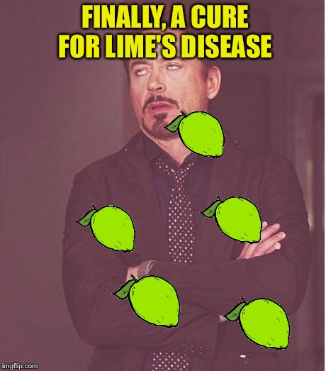 Face You Make Robert Downey Jr Meme | FINALLY, A CURE FOR LIME'S DISEASE | image tagged in memes,face you make robert downey jr | made w/ Imgflip meme maker