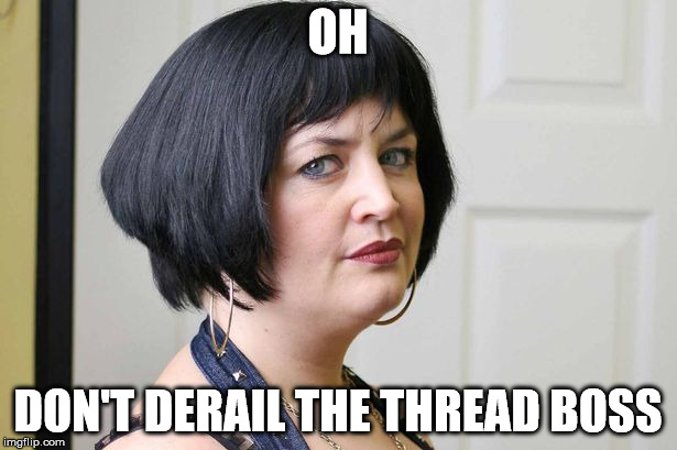 Nessa | OH; DON'T DERAIL THE THREAD BOSS | image tagged in nessa | made w/ Imgflip meme maker