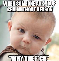 Skeptical Baby Meme | WHEN SOMEONE ASK YOUR CELL WITHOUT REASON; "WHY THE F*CK" | image tagged in memes,skeptical baby | made w/ Imgflip meme maker