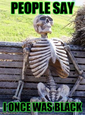 Waiting Skeleton Meme | PEOPLE SAY; I ONCE WAS BLACK | image tagged in memes,waiting skeleton | made w/ Imgflip meme maker