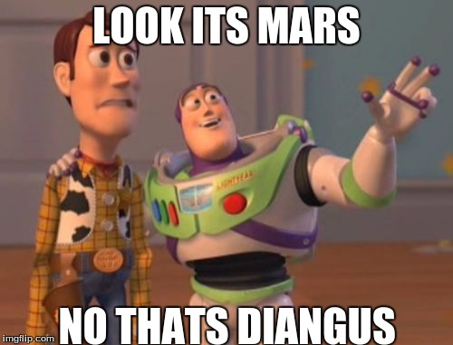 X, X Everywhere | LOOK ITS MARS; NO THATS DIANGUS | image tagged in memes,x x everywhere | made w/ Imgflip meme maker