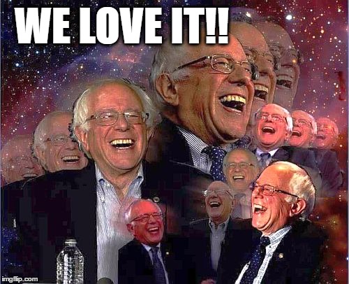 Bernie Laff | WE LOVE IT!! | image tagged in bernie laff | made w/ Imgflip meme maker