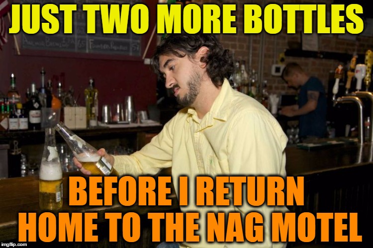 JUST TWO MORE BOTTLES BEFORE I RETURN HOME TO THE NAG MOTEL | made w/ Imgflip meme maker