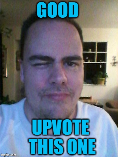 wink | GOOD UPVOTE THIS ONE | image tagged in wink | made w/ Imgflip meme maker