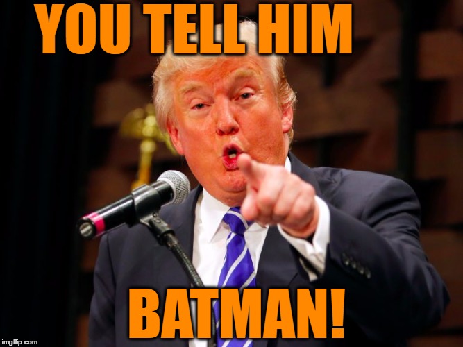 trump point | YOU TELL HIM BATMAN! | image tagged in trump point | made w/ Imgflip meme maker