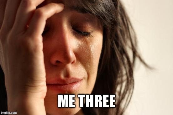 First World Problems Meme | ME THREE | image tagged in memes,first world problems | made w/ Imgflip meme maker