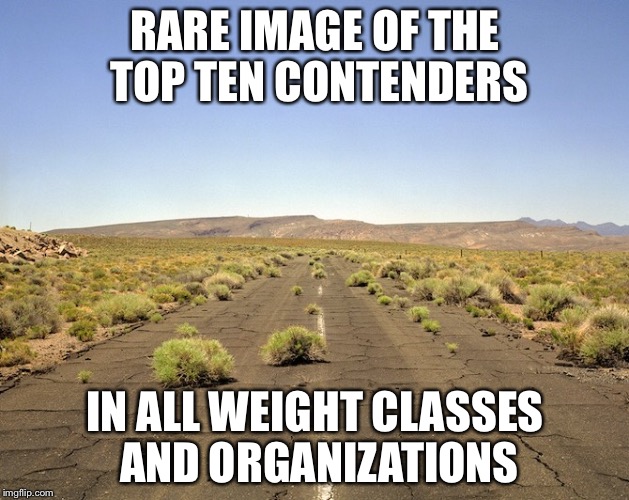 RARE IMAGE OF THE TOP TEN CONTENDERS IN ALL WEIGHT CLASSES AND ORGANIZATIONS | made w/ Imgflip meme maker