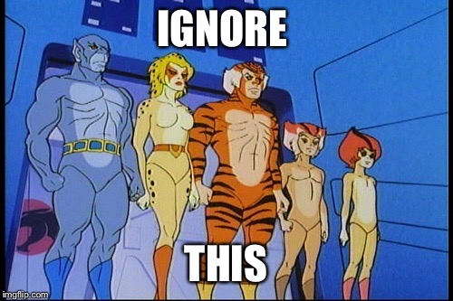 Naked thundercats | IGNORE; THIS | image tagged in naked thundercats | made w/ Imgflip meme maker