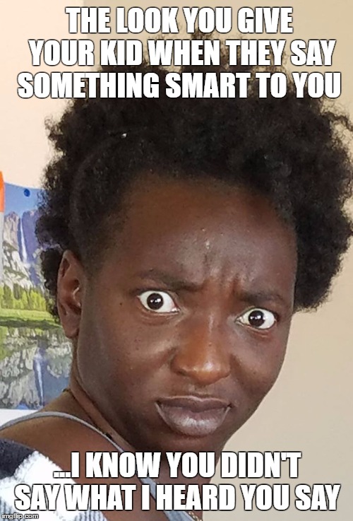 Susan  | THE LOOK YOU GIVE YOUR KID WHEN THEY SAY SOMETHING SMART TO YOU; ...I KNOW YOU DIDN'T SAY WHAT I HEARD YOU SAY | image tagged in susan | made w/ Imgflip meme maker
