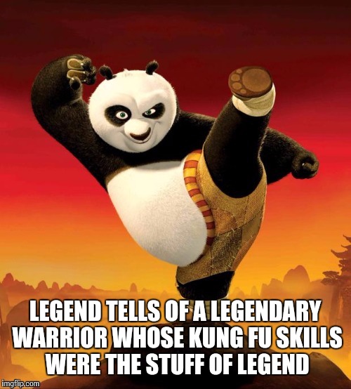 Master po | LEGEND TELLS OF A LEGENDARY WARRIOR WHOSE KUNG FU SKILLS WERE THE STUFF OF LEGEND | image tagged in kung fu panda,movie one liner week,memes | made w/ Imgflip meme maker