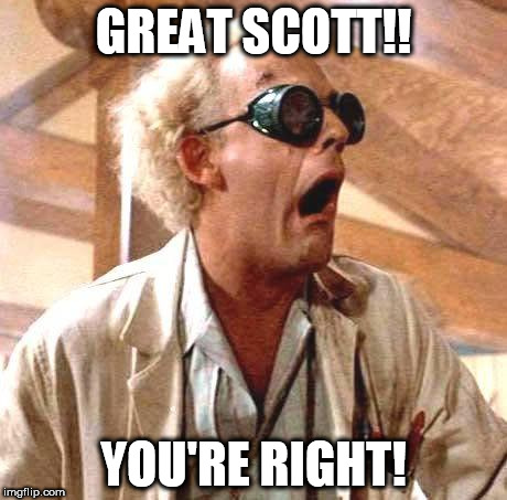 GREAT SCOTT!! YOU'RE RIGHT! | made w/ Imgflip meme maker