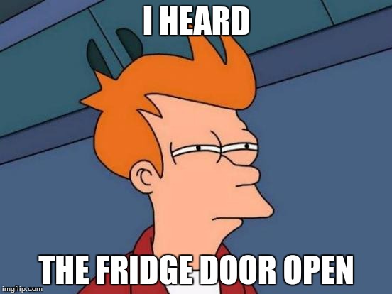 Futurama Fry Meme | I HEARD; THE FRIDGE DOOR OPEN | image tagged in memes,futurama fry | made w/ Imgflip meme maker