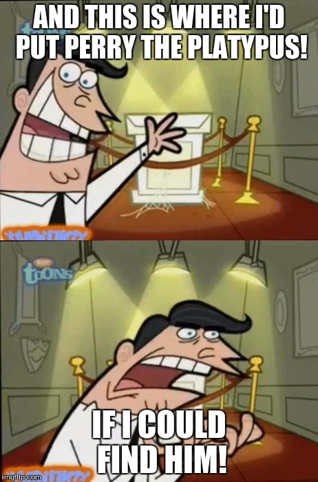 The Fairly OddParents | AND THIS IS WHERE I'D PUT PERRY THE PLATYPUS! IF I COULD FIND HIM! | image tagged in the fairly oddparents | made w/ Imgflip meme maker