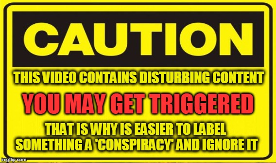 THIS VIDEO CONTAINS DISTURBING CONTENT THAT IS WHY IS EASIER TO LABEL SOMETHING A 'CONSPIRACY' AND IGNORE IT YOU MAY GET TRIGGERED | made w/ Imgflip meme maker