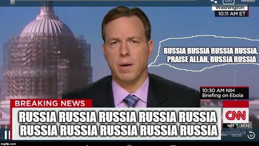 All that seems to be heard on CNN nowadays | RUSSIA RUSSIA RUSSIA RUSSIA, PRAISE ALLAH, RUSSIA RUSSIA; RUSSIA RUSSIA RUSSIA RUSSIA RUSSIA RUSSIA RUSSIA RUSSIA RUSSIA RUSSIA | image tagged in cnn breaking news template | made w/ Imgflip meme maker