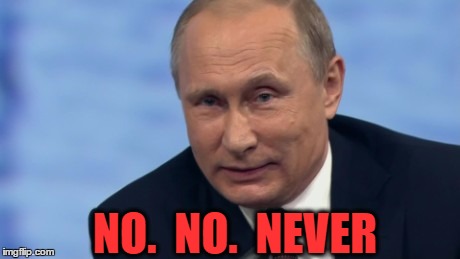 putin | NO.  NO.  NEVER | image tagged in putin | made w/ Imgflip meme maker