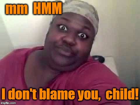 Black woman | mm  HMM I don't blame you,  child! | image tagged in black woman | made w/ Imgflip meme maker