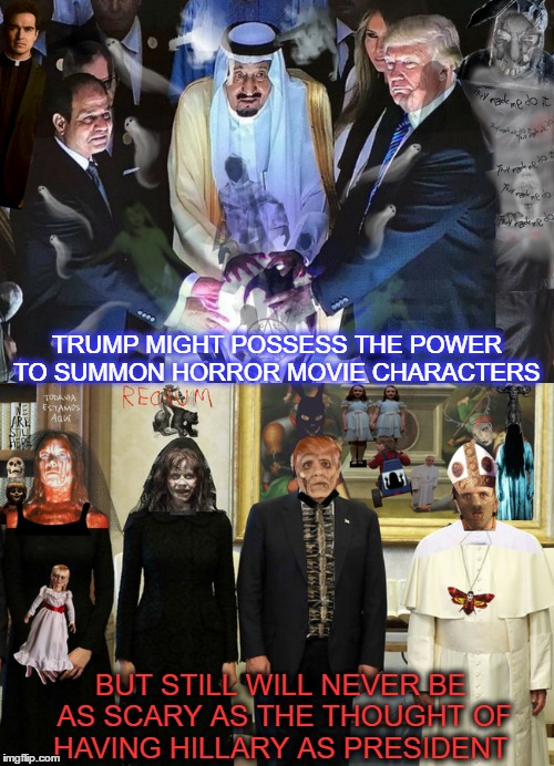 President Donald Darko......

 | TRUMP MIGHT POSSESS THE POWER TO SUMMON HORROR MOVIE CHARACTERS; BUT STILL WILL NEVER BE AS SCARY AS THE THOUGHT OF HAVING HILLARY AS PRESIDENT | image tagged in when you're president,donnie darko,horror movie,memes,hillary clinton scary | made w/ Imgflip meme maker