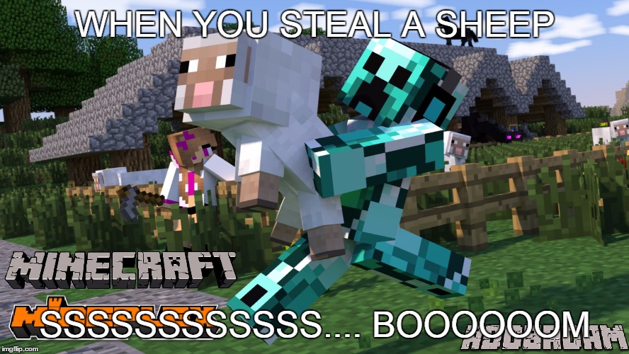 WHEN YOU STEAL A SHEEP; SSSSSSSSSSSS.... BOOOOOOM | image tagged in old thumbnail for yt channel | made w/ Imgflip meme maker