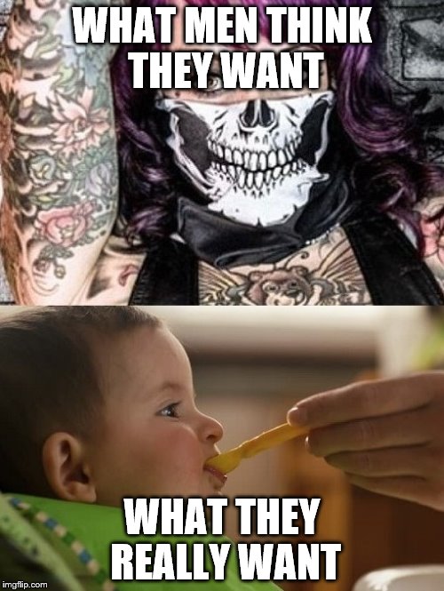 WHAT MEN THINK THEY WANT; WHAT THEY REALLY WANT | image tagged in funny | made w/ Imgflip meme maker