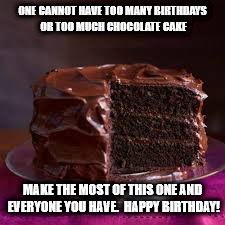 ONE CANNOT HAVE TOO MANY BIRTHDAYS OR TOO MUCH CHOCOLATE CAKE; MAKE THE MOST OF THIS ONE AND EVERYONE YOU HAVE.  HAPPY BIRTHDAY! | image tagged in dan-happy birthday in chocolate | made w/ Imgflip meme maker