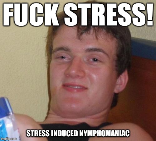 10 Guy Meme | F**K STRESS! STRESS INDUCED NYMPHOMANIAC | image tagged in memes,10 guy | made w/ Imgflip meme maker