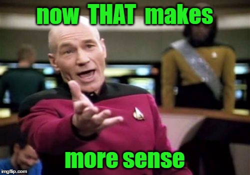 Picard Wtf Meme | now  THAT  makes more sense | image tagged in memes,picard wtf | made w/ Imgflip meme maker