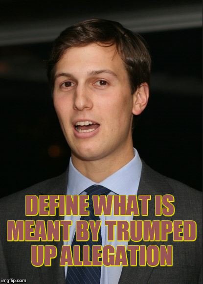 jared kushner | DEFINE WHAT IS MEANT BY TRUMPED UP ALLEGATION | image tagged in jared kushner | made w/ Imgflip meme maker