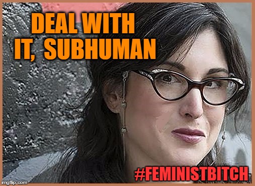 feminist Zeisler | DEAL WITH IT,  SUBHUMAN #FEMINISTB**CH | image tagged in feminist zeisler | made w/ Imgflip meme maker