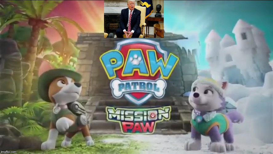 High Quality PAW Patrol Everest And Tracker Mad At Donald Trump Blank Meme Template