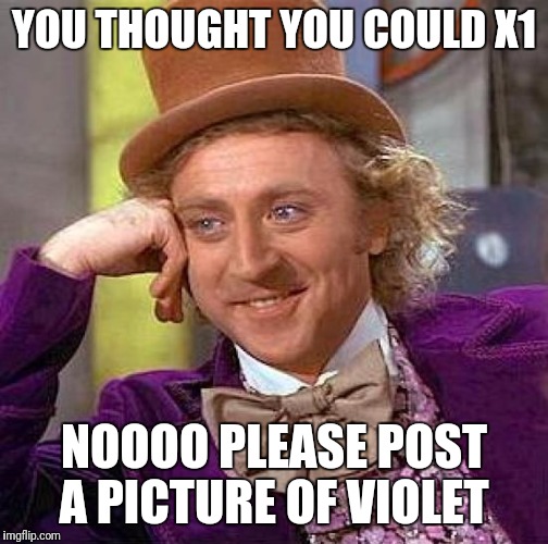 Creepy Condescending Wonka Meme | YOU THOUGHT YOU COULD X1; NOOOO PLEASE POST A PICTURE OF VIOLET | image tagged in memes,creepy condescending wonka | made w/ Imgflip meme maker