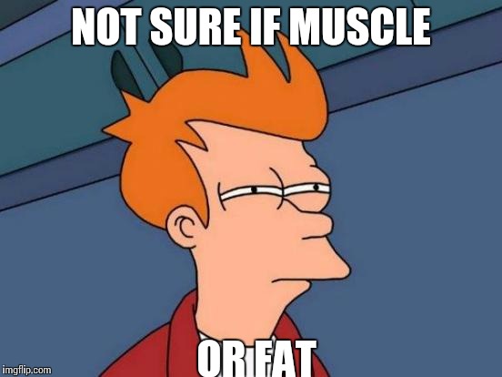 Futurama Fry | NOT SURE IF MUSCLE; OR FAT | image tagged in memes,futurama fry | made w/ Imgflip meme maker