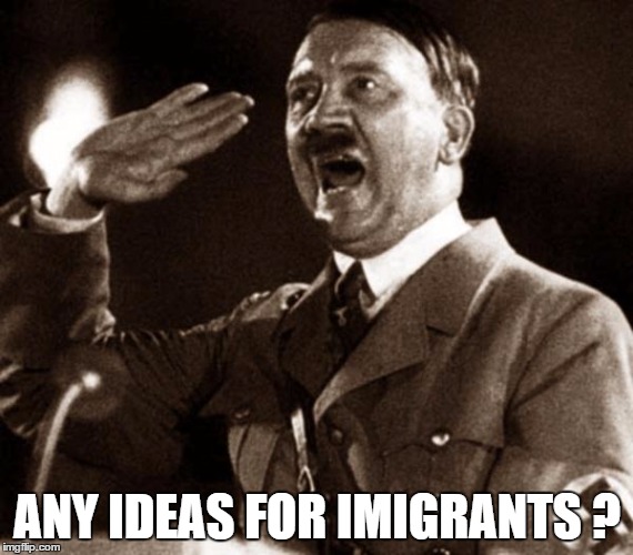 hitlerai | ANY IDEAS FOR IMIGRANTS ? | image tagged in hitlerai | made w/ Imgflip meme maker